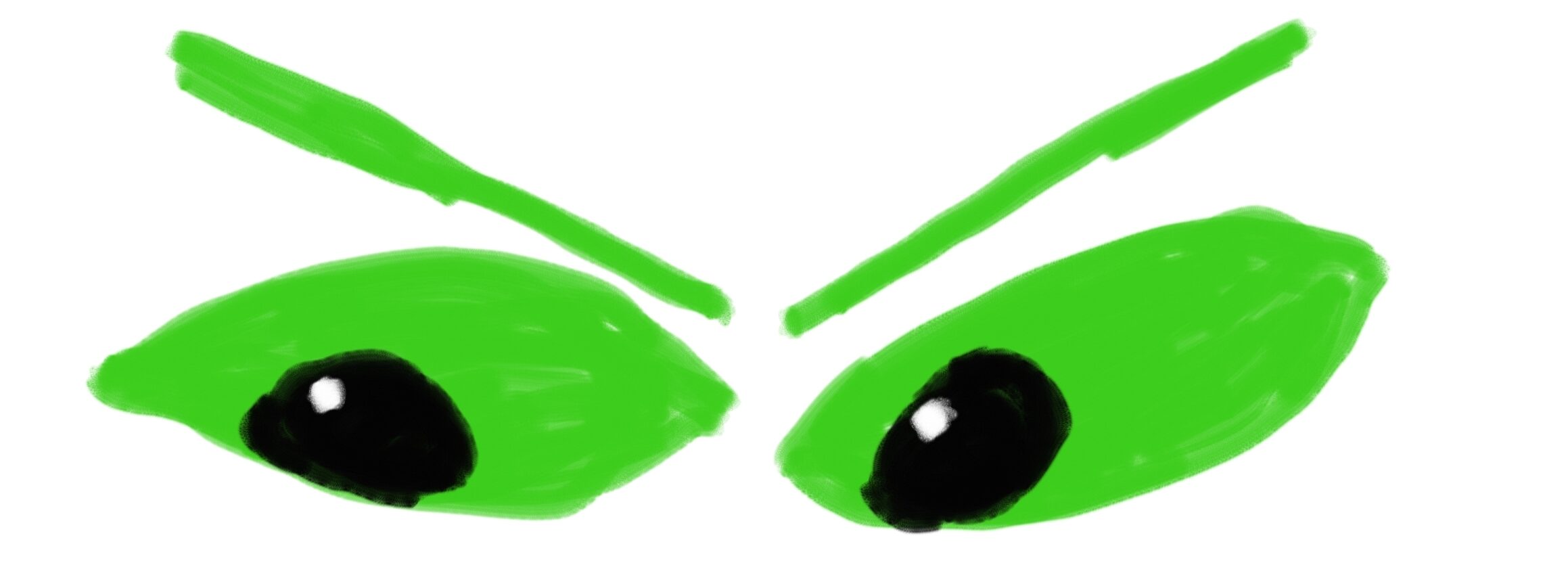 two green angry eyes