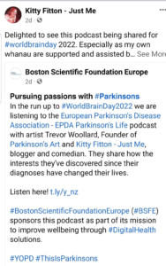 snippet of a blog post from kitty fitton just me about upcoming podcast. 